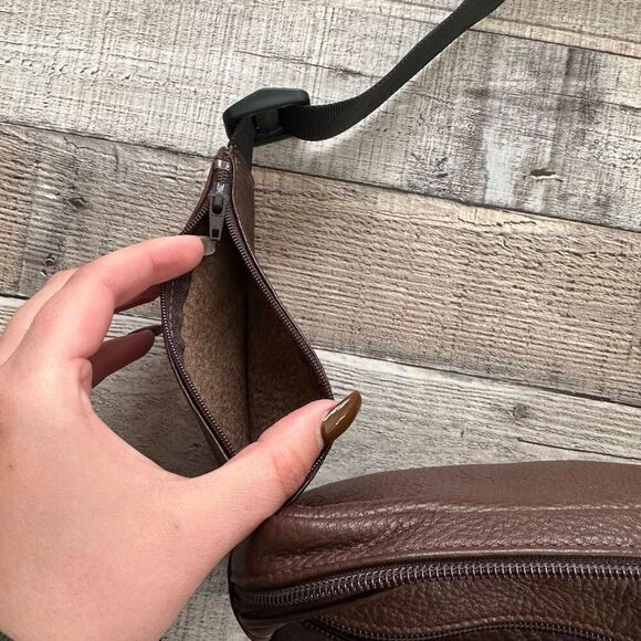 Vintage Libaire Brown Pebble Leather Unisex Waist Belt Bag Fanny Pack One Size - Picture 7 of 9